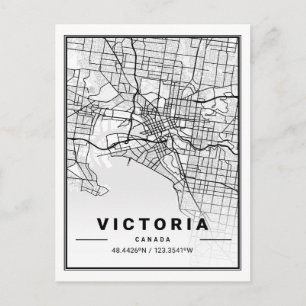 Cartão Postal Mapa de Cidade de Viagem para Victoria British Col