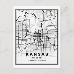 Cartão Postal Mapa de Cidade Viagem do Kansas Missouri USA