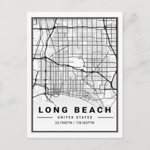 Cartão Postal Mapa de Cidade Viagem nos EUA de Long Beach
