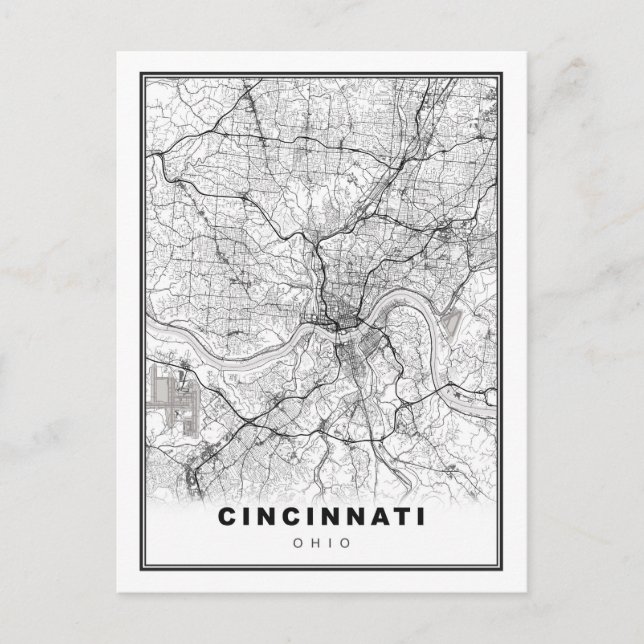 Cartão Postal Mapa de Cincinnati (Frente)