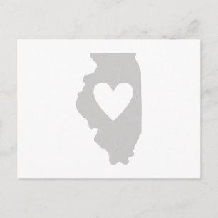 Cartão Postal Mapa de Cinzas de Illinois Moldou Amor Illinoisan
