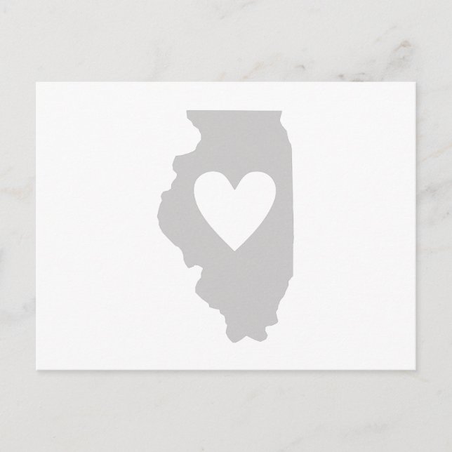 Cartão Postal Mapa de Cinzas de Illinois Moldou Amor Illinoisan (Frente)