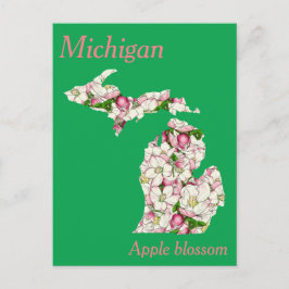 Cartão Postal Mapa de Colagem da Flor do Estado do Michigan