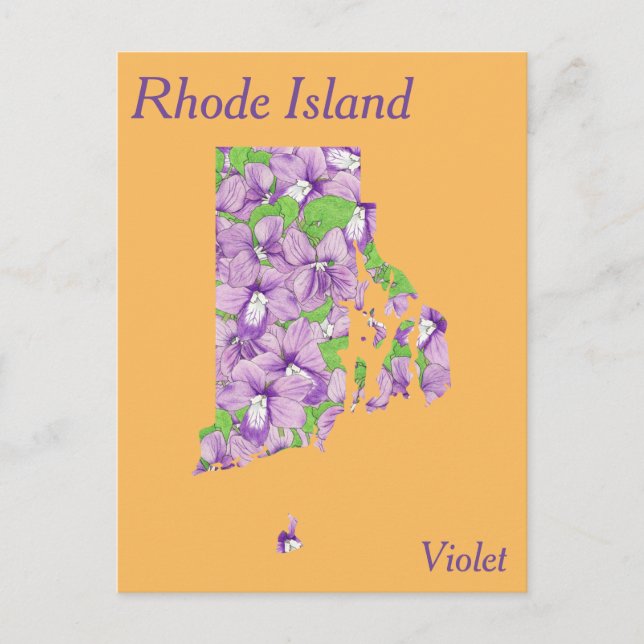 Cartão Postal Mapa de Colagem da Flor Estatal de Rhode Island (Frente)