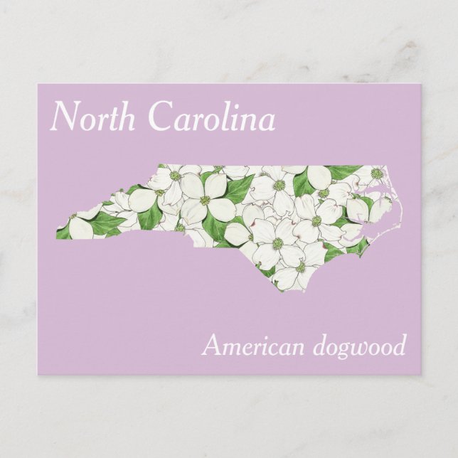 Cartão Postal Mapa de Colagem de Flores do Estado da Carolina do (Frente)