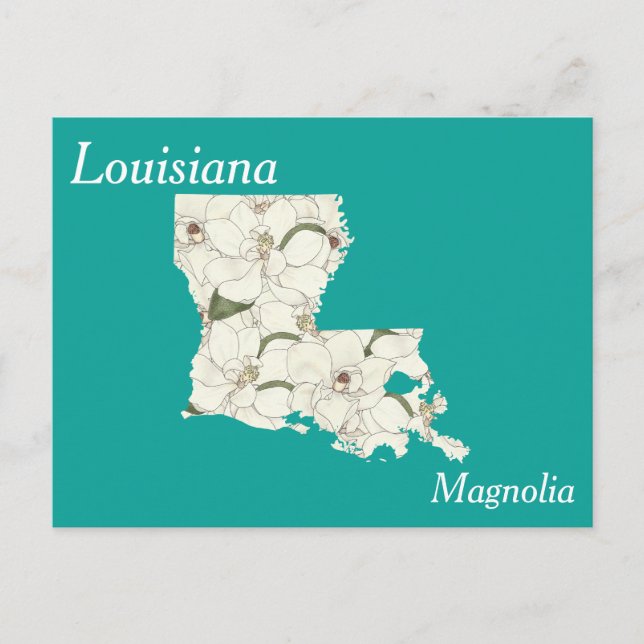 Cartão Postal Mapa de Colagem de Flores do Estado de Louisiana (Frente)