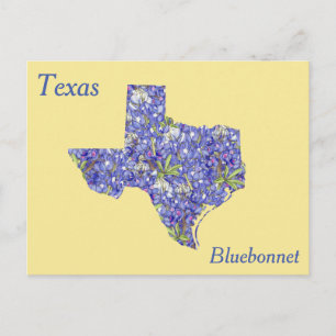 Cartão Postal Mapa de Colagem de Flores do Estado do Texas