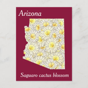 Cartão Postal Mapa de Colagem do Flor do Estado da arizona