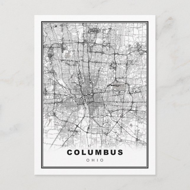 Cartão Postal Mapa de Columbus (Frente)