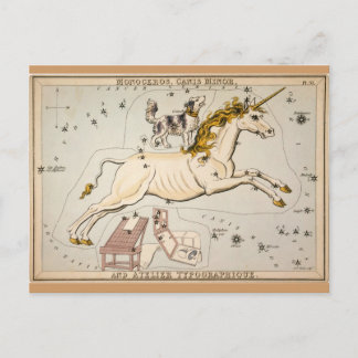 Cartão Postal Mapa de Constelação do Unicorn Star Vintage