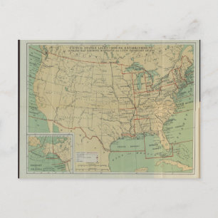 Cartão Postal Mapa de Contornos da Casa Leve dos Estados Unidos
