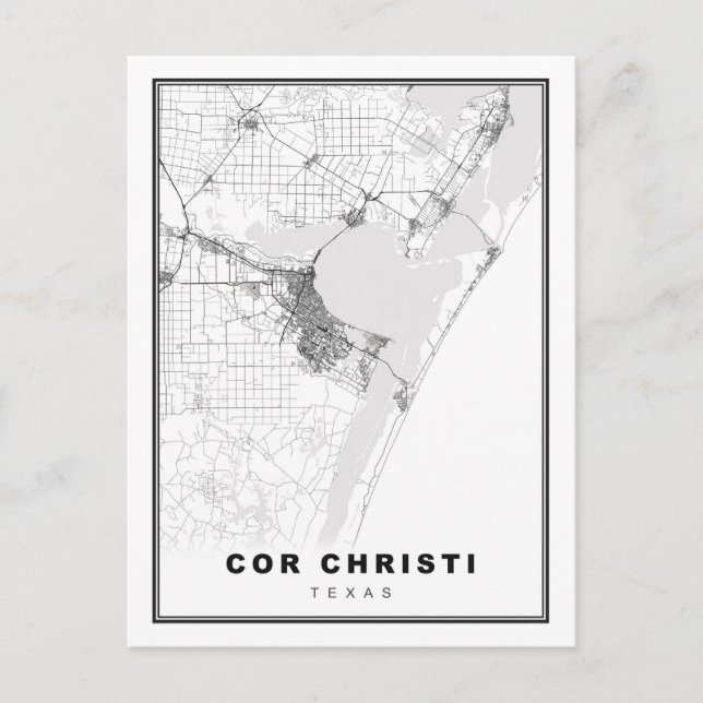 Cartão Postal Mapa de Corpus Christi (Frente)