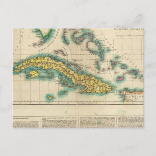 Cartão Postal Mapa De Cuba E Das Ilhas Bahama