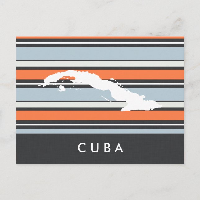 Cartão Postal Mapa de Cuba: Listras Modernas (Frente)