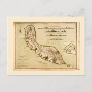 Cartão Postal Mapa de Curaçau, Antilhas Menores (1794)