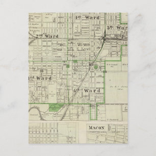 Cartão Postal Mapa de Decatur City, Sullivan e Macon