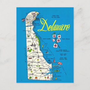 Cartão Postal Mapa de Delaware 