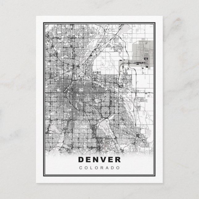 Cartão Postal Mapa de Denver (Frente)