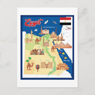 Cartão Postal Mapa de desenho animado do Egito