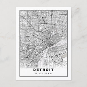 Cartão Postal Mapa de Detroit