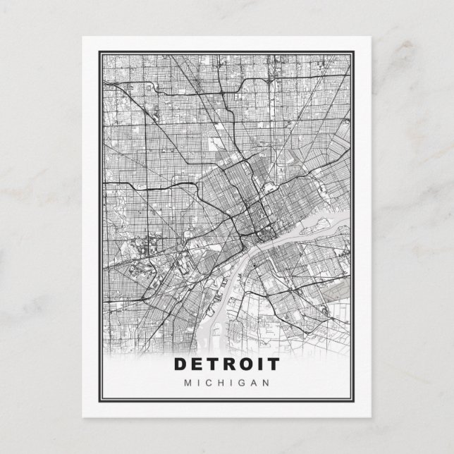 Cartão Postal Mapa de Detroit (Frente)