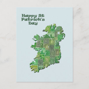 Cartão Postal Mapa de Dias de São Patrícios da Irlanda em selos