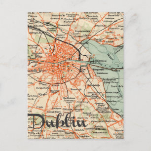 Cartão Postal Mapa de Dublin