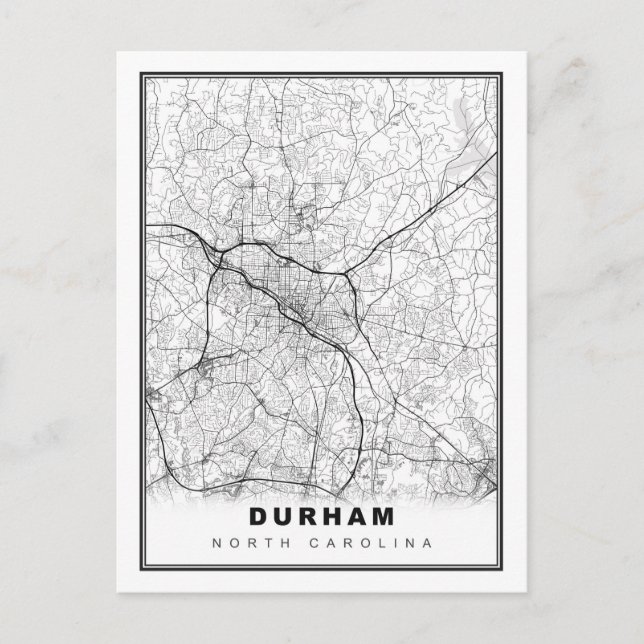 Cartão Postal Mapa de Durham (Frente)