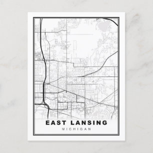 Cartão Postal Mapa de East Lansing