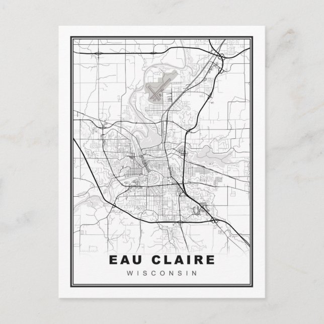 Cartão Postal Mapa de Eau Claire (Frente)
