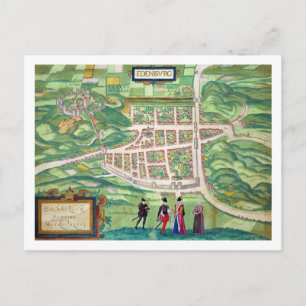 Cartão Postal Mapa de Edimburgo, de Civitates Orbis Terrarum