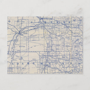 Cartão Postal Mapa de Estradas Bicicletas de Wisconsin