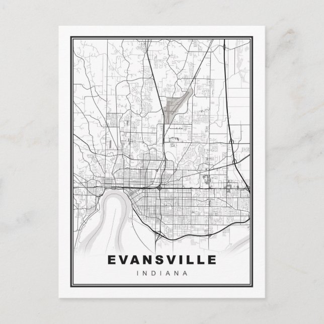 Cartão Postal Mapa de Evansville (Frente)