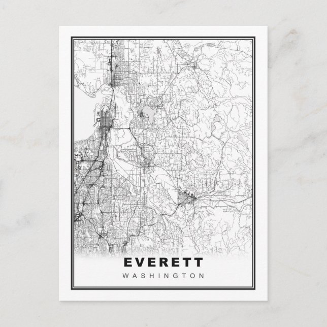 Cartão Postal Mapa de Everett (Frente)