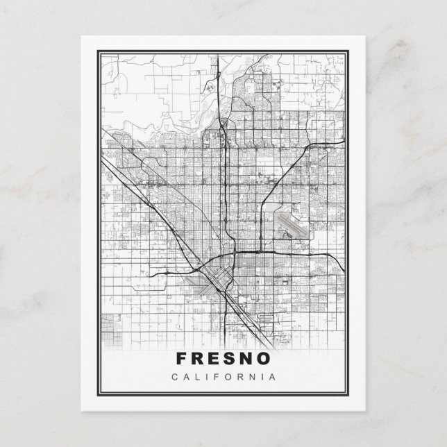 Cartão Postal Mapa de Fresno (Frente)