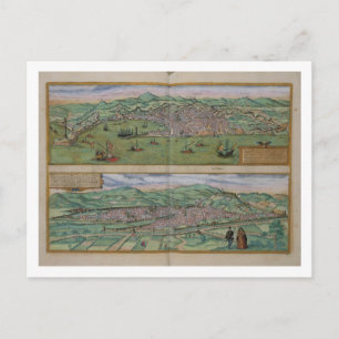 Cartão Postal Mapa de Génova e Florença, de Civitates Orbis T