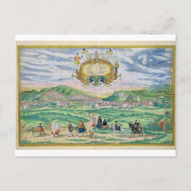 Cartão Postal Mapa de Granada, de Civitates Orbis Terrarum, por (Frente)