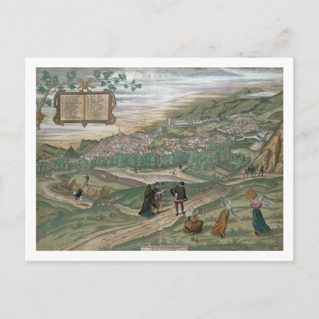 Cartão Postal Mapa de Granada, de Civitates Orbis Terrarum, V (Frente)