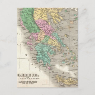 Cartão Postal Mapa de Grécias da Vintage (1827)