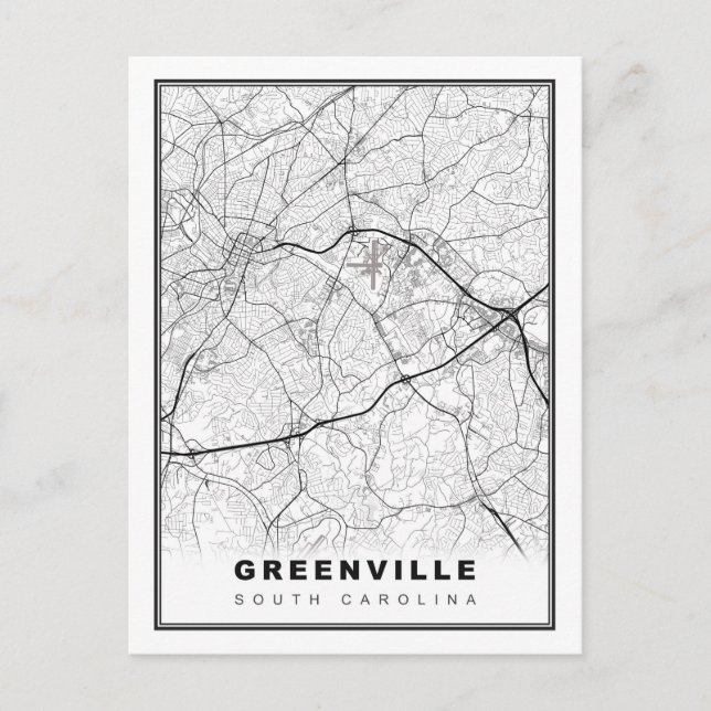 Cartão Postal Mapa de Greenville (Frente)