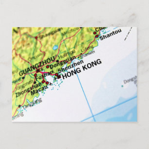 Cartão Postal Mapa de Hong Kong