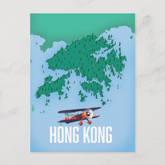 Cartão Postal Mapa de Hong Kong (Frente)