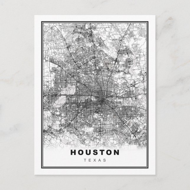Cartão Postal Mapa de Houston (Frente)