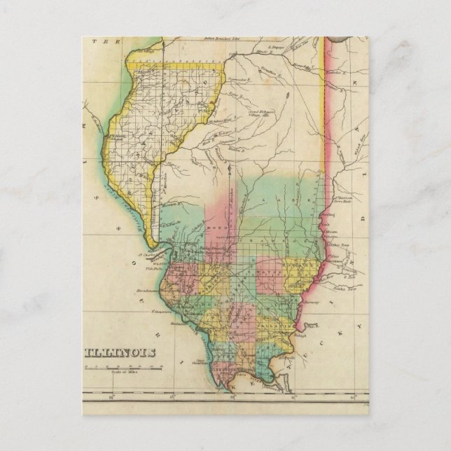 Cartão Postal Mapa De Illinois (Frente)