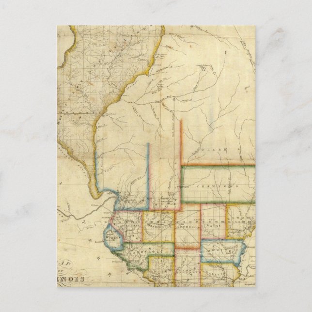Cartão Postal Mapa de Illinois 3 (Frente)
