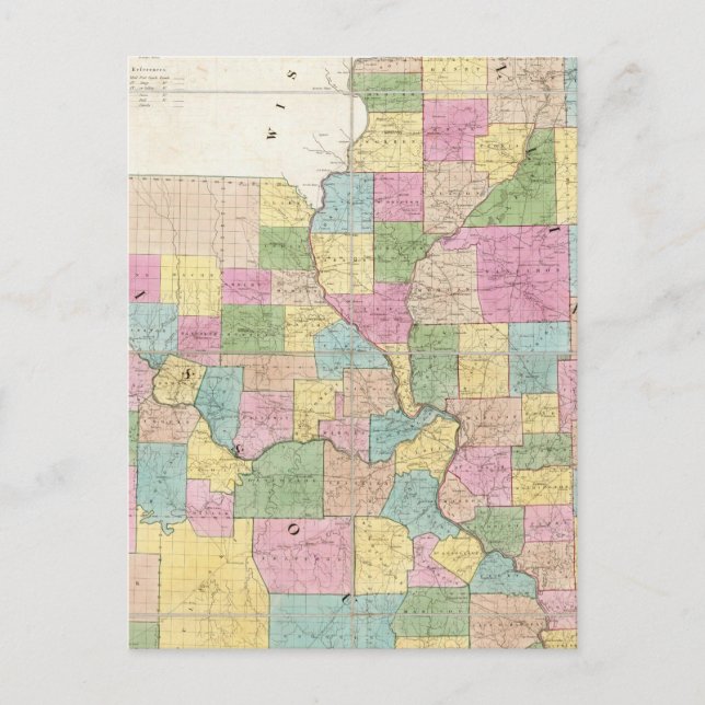 Cartão Postal Mapa de Illinois & Missouri (Frente)