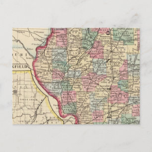 Cartão Postal Mapa de Illinois por Mitchell