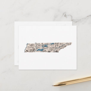 Cartão Postal Mapa de Imagens Vintage do Tennessee - Gráfico de