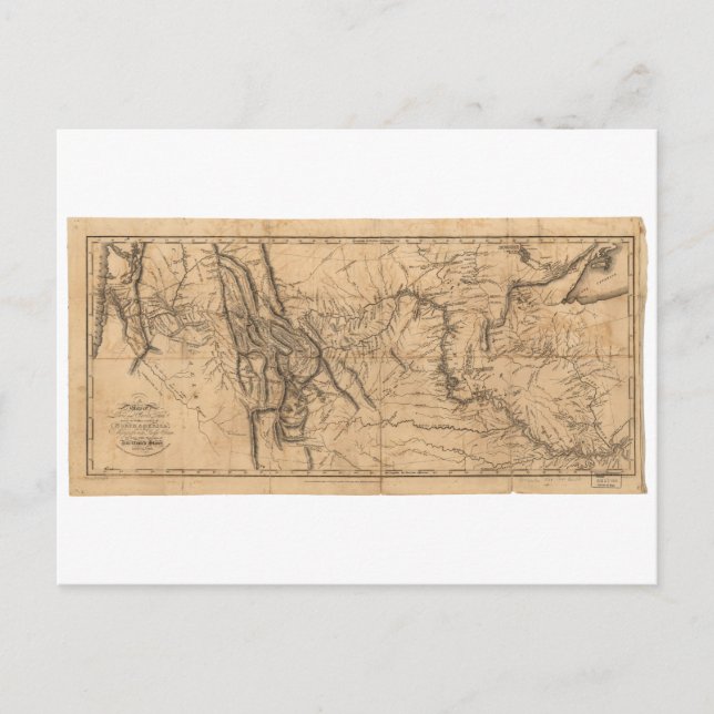 Cartão Postal Mapa de Lewis & Clark na América Ocidental 1814 (Frente)