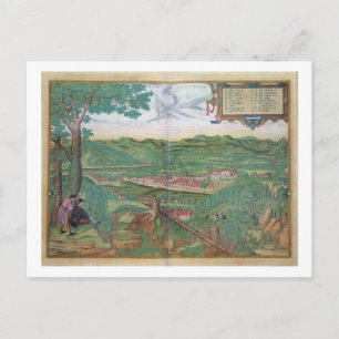 Cartão Postal Mapa de Linz, de Civitates Orbis Terrarum, por Ge